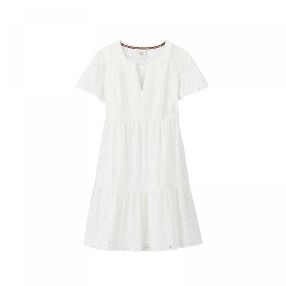 Knox Rose White Eyelet Tiered Mini Dress Women Short Sleeves Lined M Cottagecore - Picture 4 of 16